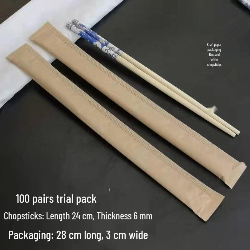 ZISIZ Disposable Bamboo Chopsticks, 100 Pairs