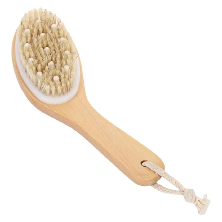 Ergonomic Grip Handheld Bath Brush Shower Scrubber With Dense Natural Bristles for Body Massage Pore Cleaning Accessory