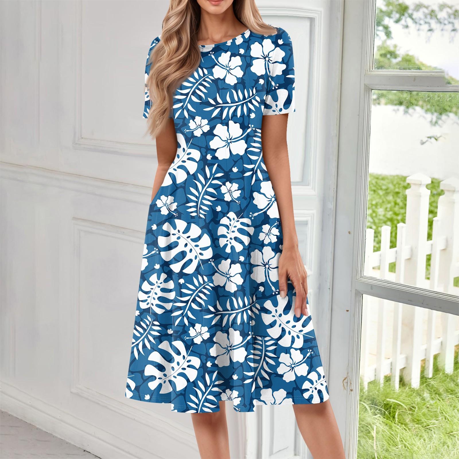 

Женское летнее повседневное платье U-образной формы с завязкой на кармане и короткими рукавами M