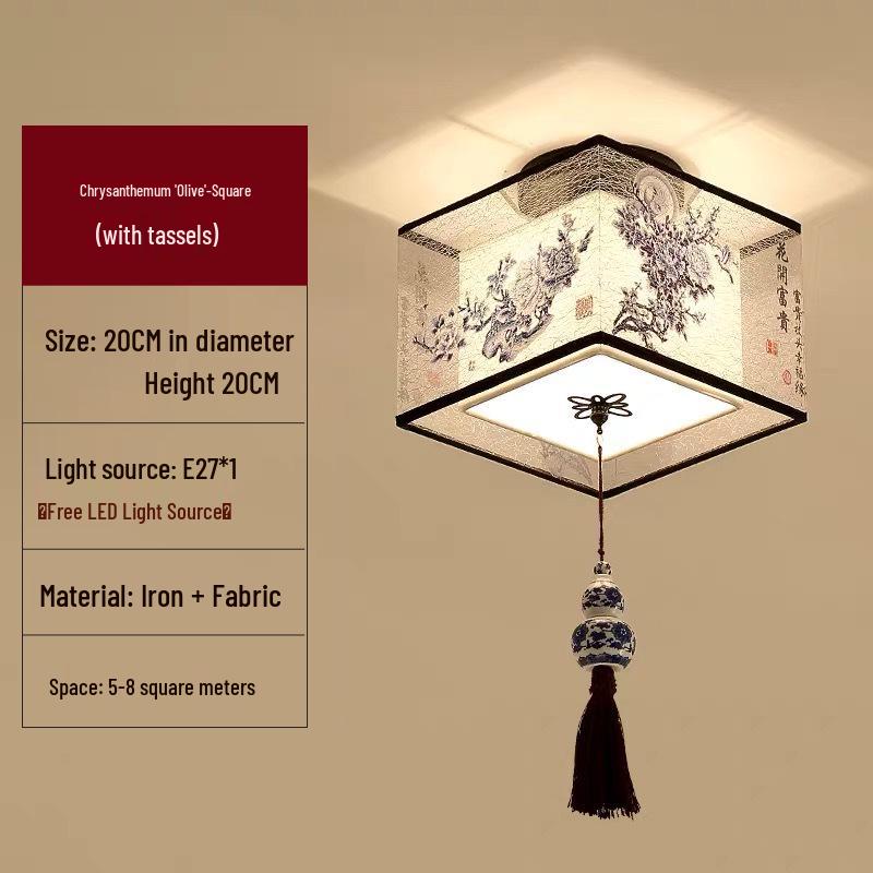 LED Ceiling Light for Balcony, Hallway, or Bedroom - New Chinese Style Small Pendant Light