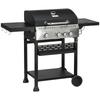 Four Burner Steel Gas Grill With Thermometer Black
