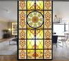 Statisch Haftende Sichtschutz-Fensterfolie Dekoratives Buntglas-Fensteraufkleber im Kirchenstil Mattierte Fensterfolie 38