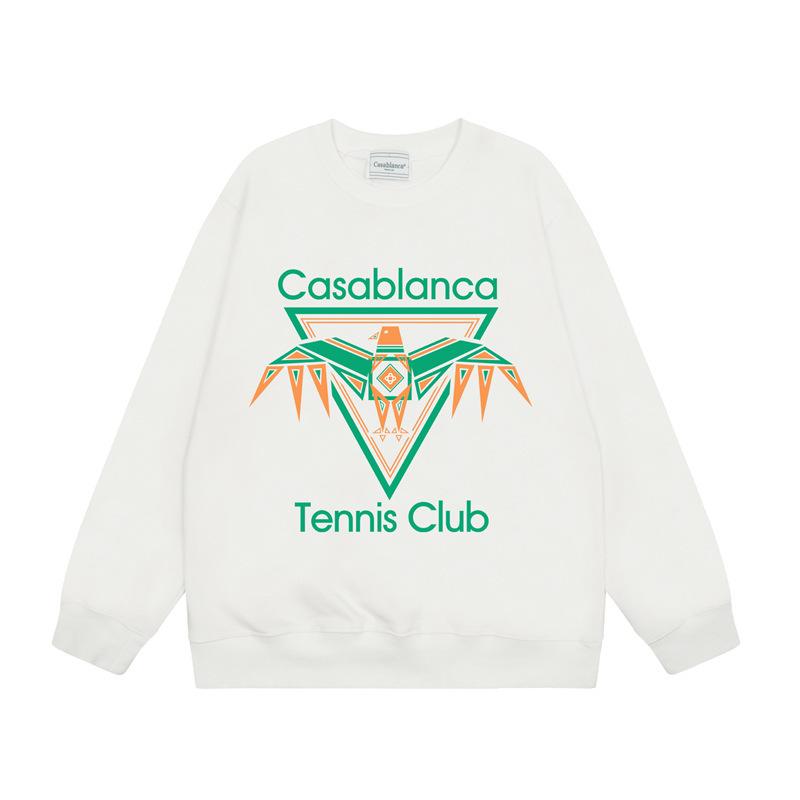 American Trendy Brand Casablanca Crew Neck Sweater Hoodie Men's Couple Ins Autumn and Winter Thickened Long-sleeved Women's T