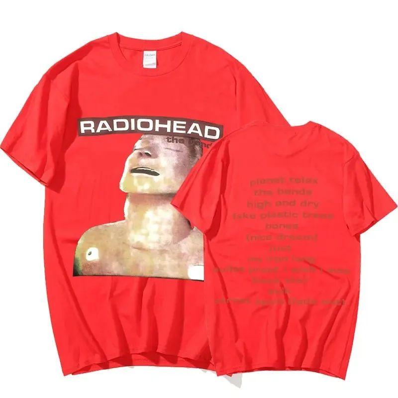 Vintage Rock Band Radiohead T Shirt Men Cotton T-shirts Hip Hop The Bends Music Album Oversize Harajuku Top Print Tee Shirt