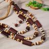 Ethnic Beaded Necklace Women Multi Layer Geometric Wooden Beads Boho Jewelry Premium Simple Versatile Fashion Accessories