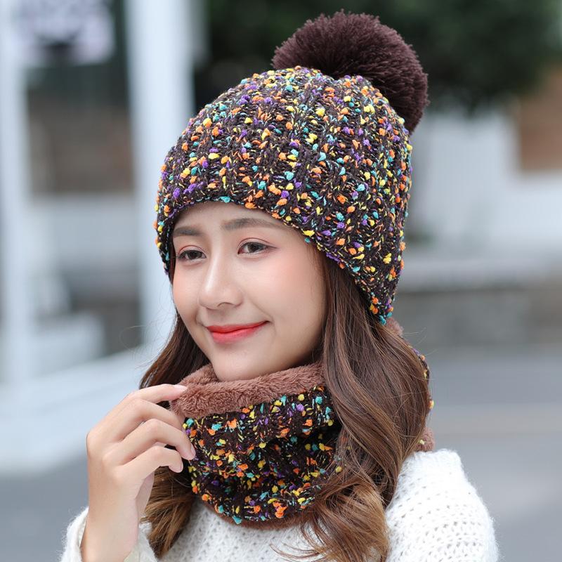 Cappello autunnale e invernale da donna in pile ispessito caldo cappello di lana sciarpa set da due pezzi versatile dolce antivento per il ciclismo