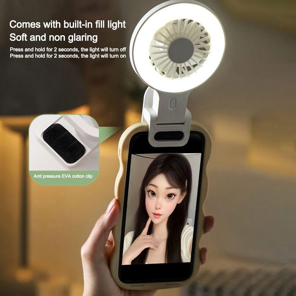 Mini Mobile Fill Light Fan Ultra-Quiet Makeup Facial Beauty Lamp Creative Fan
