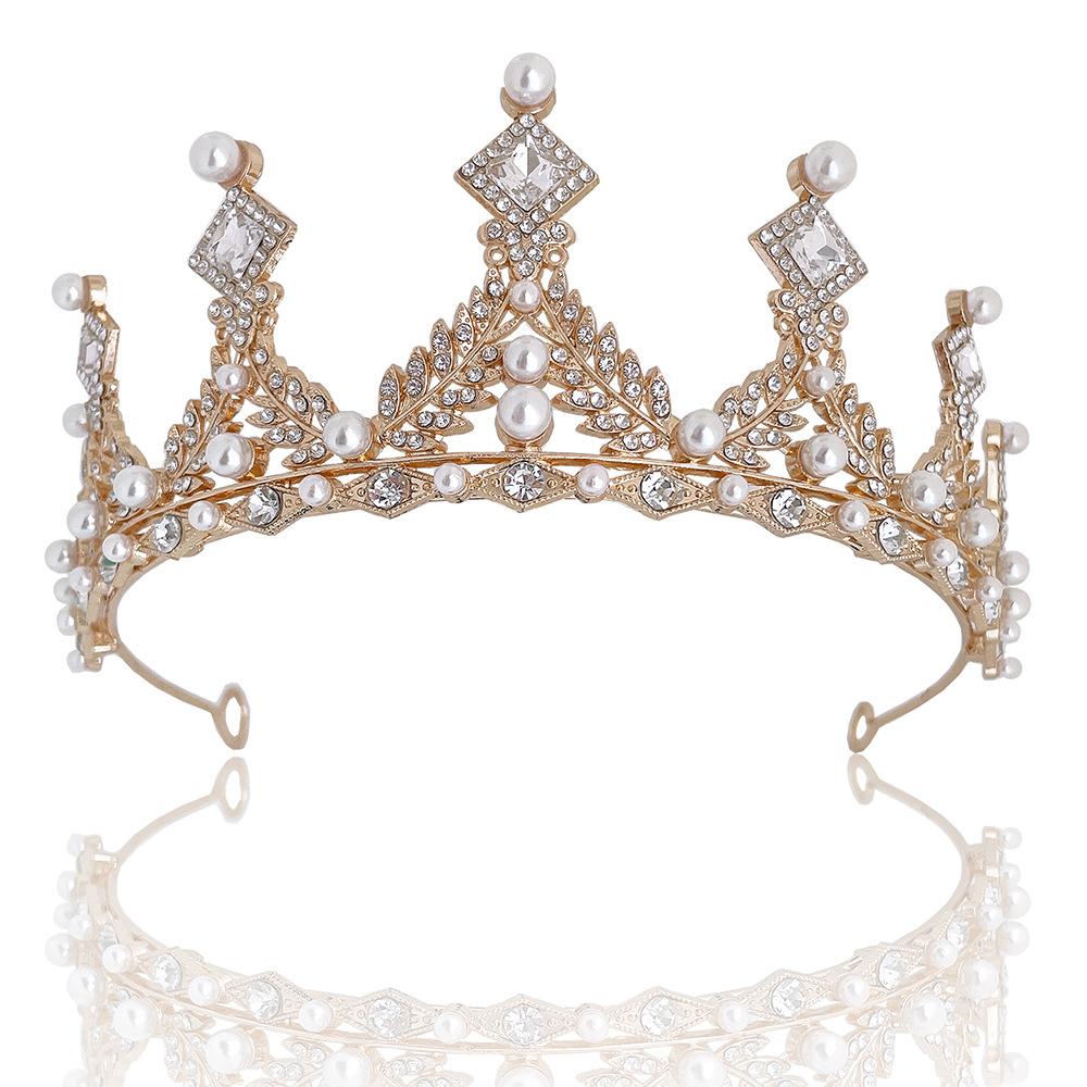 Bridal Crown Tiara Korean Princess Birthday Crystal Crown Adult Gift Female Anchor Hair Accessory