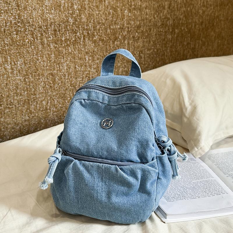 Mini Denim Backpack for Women – Compact Washed Jeans Style Bag – Perfect for Daily Use & Travel