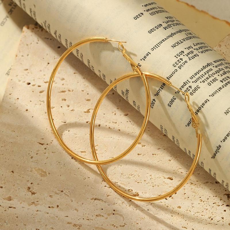 Stainless Steel Round Earrings Elegant Cartilage Huggie Hoop Earring Lightweight Geometric Ear Rings Women Accessories