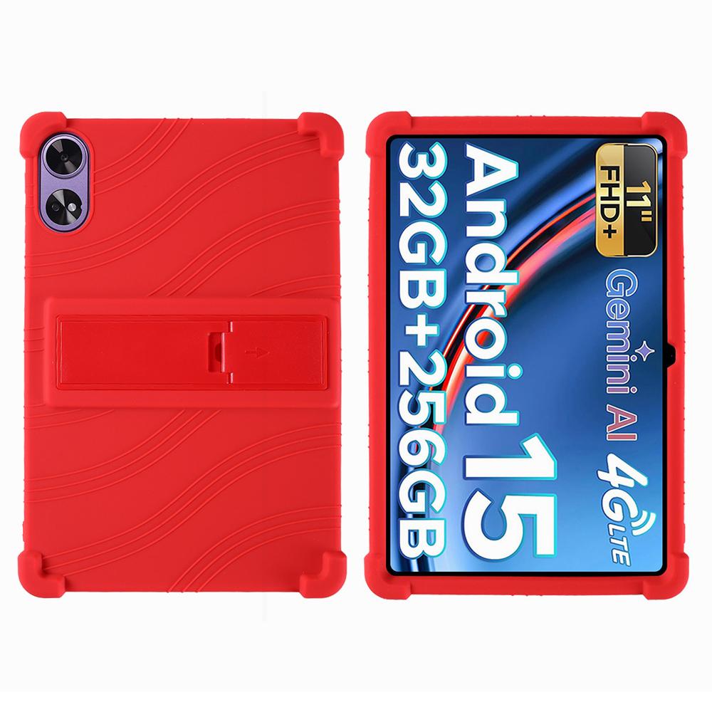 

For Doogee Tab G6+ Case Adjustable Kickstand Silicone Tablet Protective Cover Red
