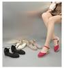 Women's Straw Hemp Rope Wedge Heels with Round Toe and Buckle
