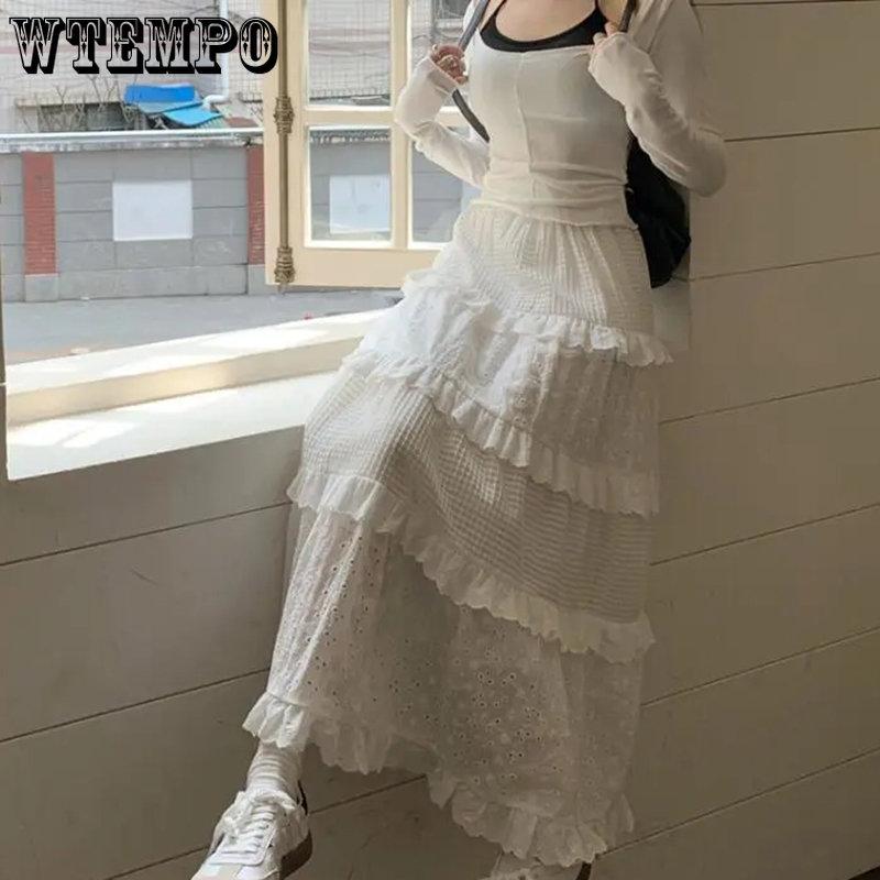 Fairycore белая длинная юбка женская корейская милая юбка трапециевидной формы с высокой — фото 4