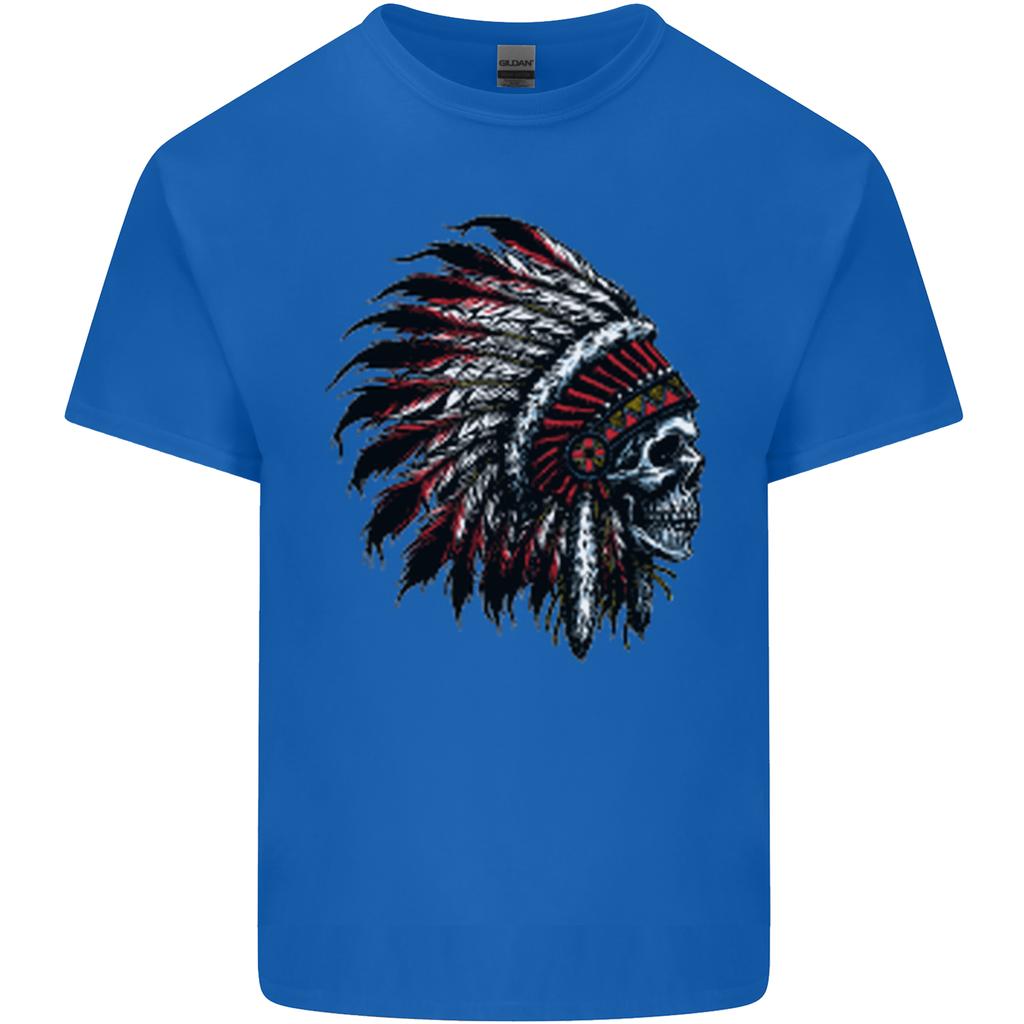 Indian Skull Headdress Biker Motorcycle Unisexs Light Cotton TShirt