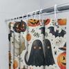 Halloween-themed shower curtain featuring spooky ghosts and ghouls perfect for your haunted house!