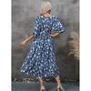 Women Summer Boho Ethnic Print Mid Sleeve Dress Loose High Waist Comfortable Cotton Long Dress Slimming Flattering Fit