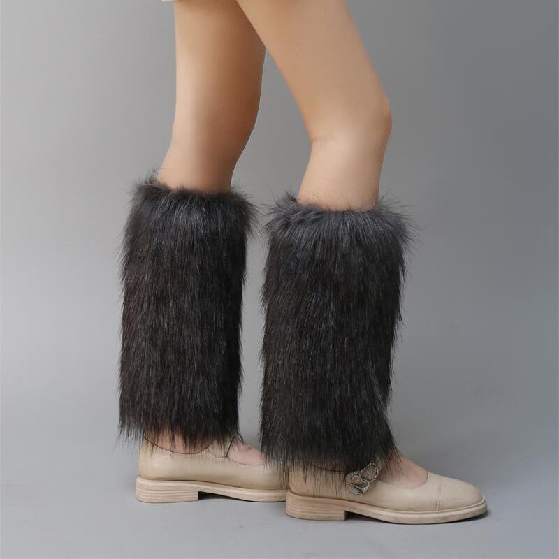 Couvre-bottes en fausse fourrure, couvre-chaussettes courts, couvre-jambes en peluche d'automne et d'hiver, couvre-chaussures longs polyvalents en fourrure de renard, couvre-jambes