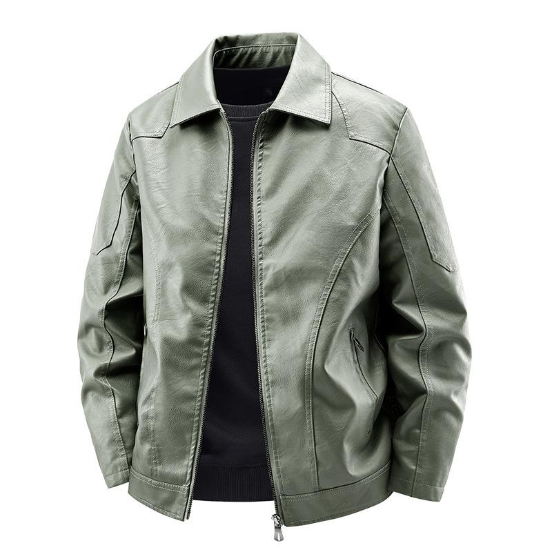 8XL Men's Leather Korean Business Casual Jacket Men's Spring Lapel Comfortable Plus Size Top