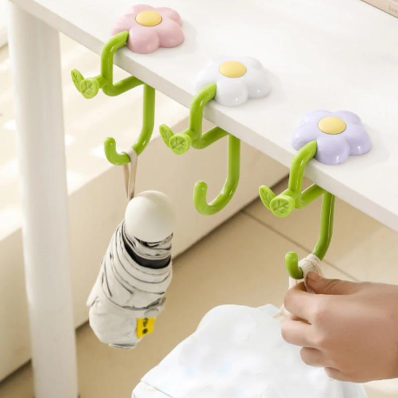 Flower Bag Hook No Drill Desk Hanger Portable Clamp for Table Edge Side Mount Organizer for Student School Classroom Desk