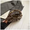 Pu Leopard Print Handbag Black Crescent Bag Simple Pu Leather Handbag  Make Up Bag