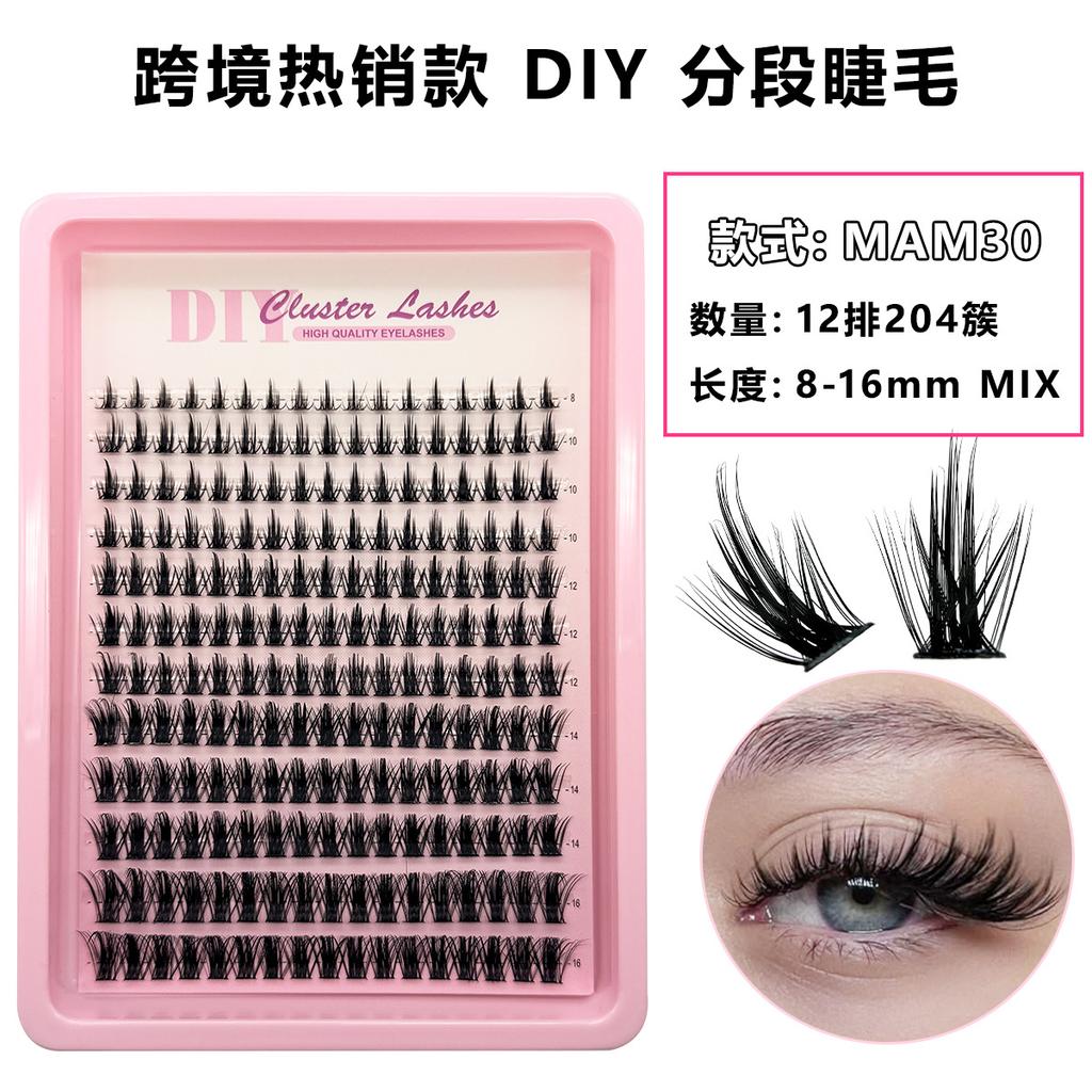 Flat False Eyelashes Stable Segmented Hairs 30P40P50P60P80P14 Rows Curled