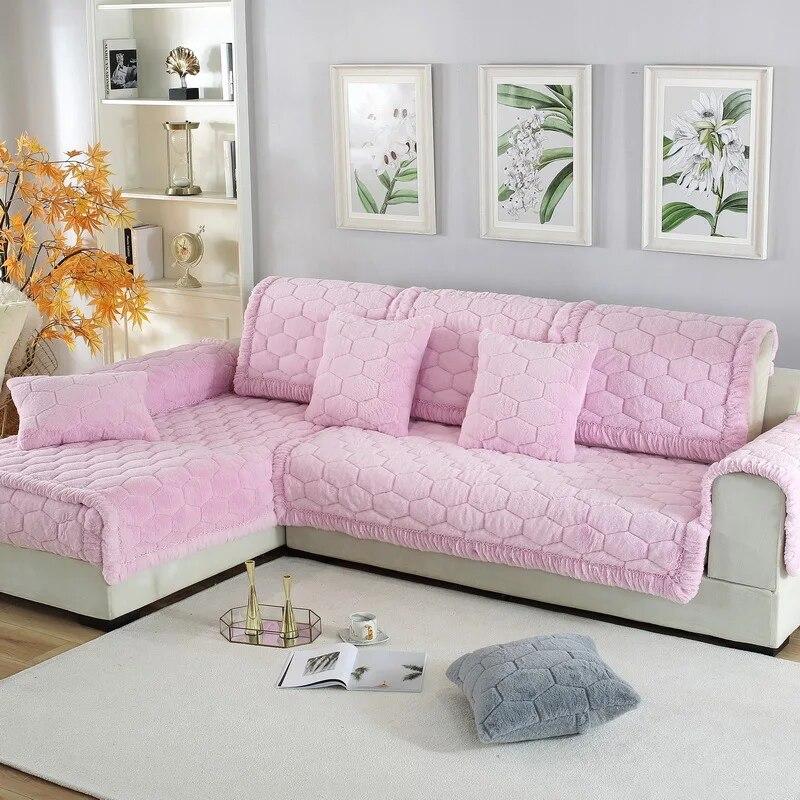 Kalınlaşma Sıcak Minderler Peluş Kanepe Kılıfı Kış Geniş Ağız L Şekli Yeni Kanepe Arkalığı Kolçaklar Kaymaz Oturma Odası Kanepe Kapakları