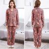 Pajama Women's Long Sleeved Cardigan Home Suit Set Crop Top & Shorts Suits Lady Sleepwear
