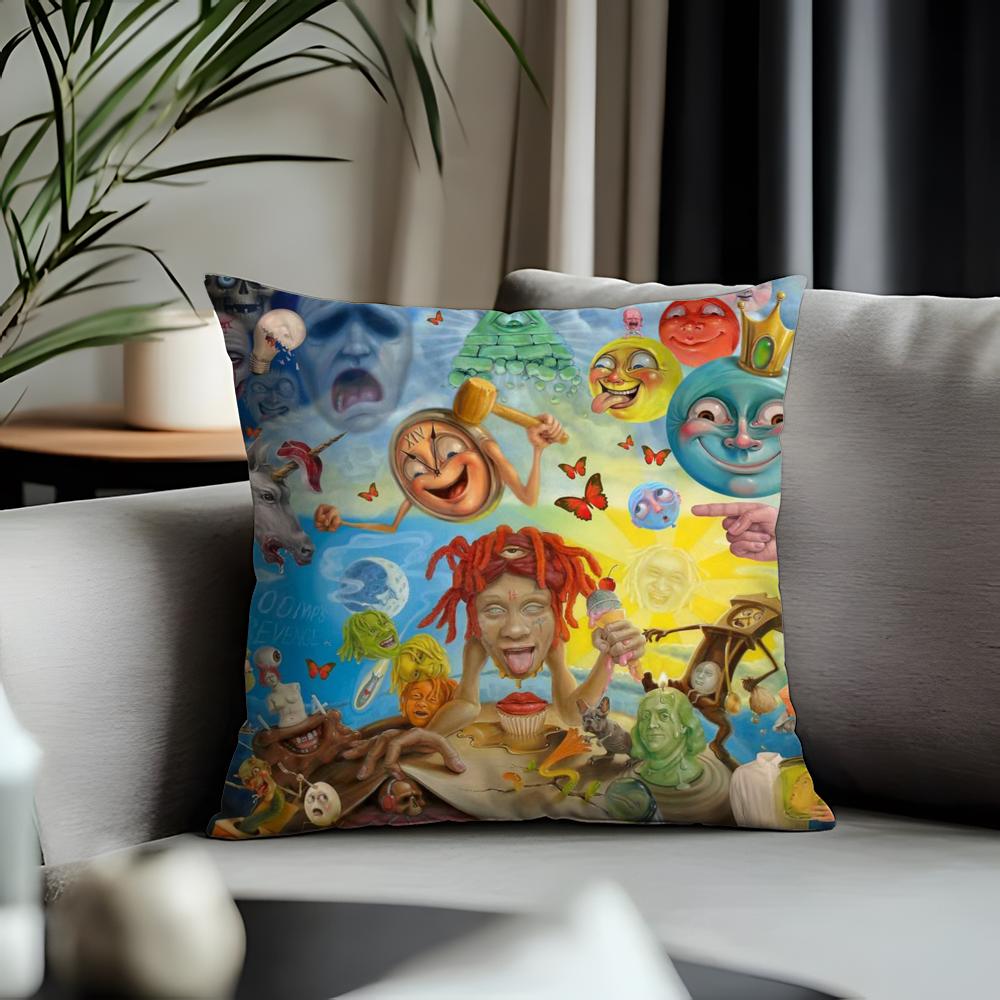 Fashion TTrippie Reddead Cushion Cover Antidustmite Pillowcase Invisible Zipper Silky Short Plush Sofa Cushion Cover