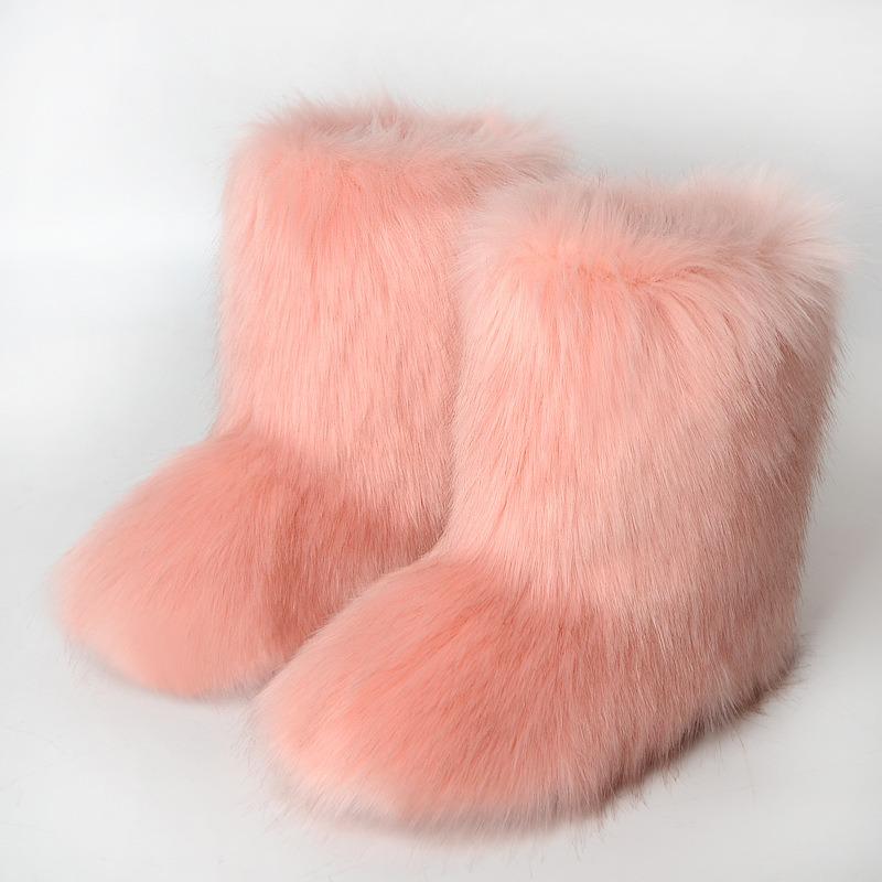 Boots Children's Winter Warm Thickness Non-slip Shibuya Fluffy Boots Medium Tube Personalized Fashion Snow Boots