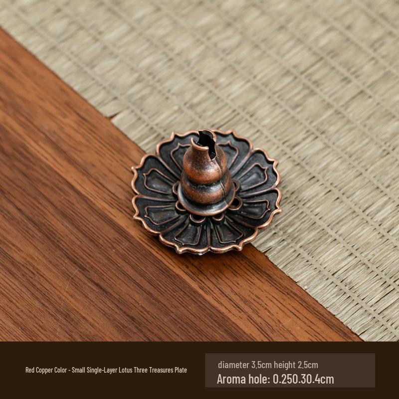 Double-Layer Antique Lotus Incense Burner for Tea Ceremony and Buddha Worship with Multi-Hole Sandalwood Stick Holder.