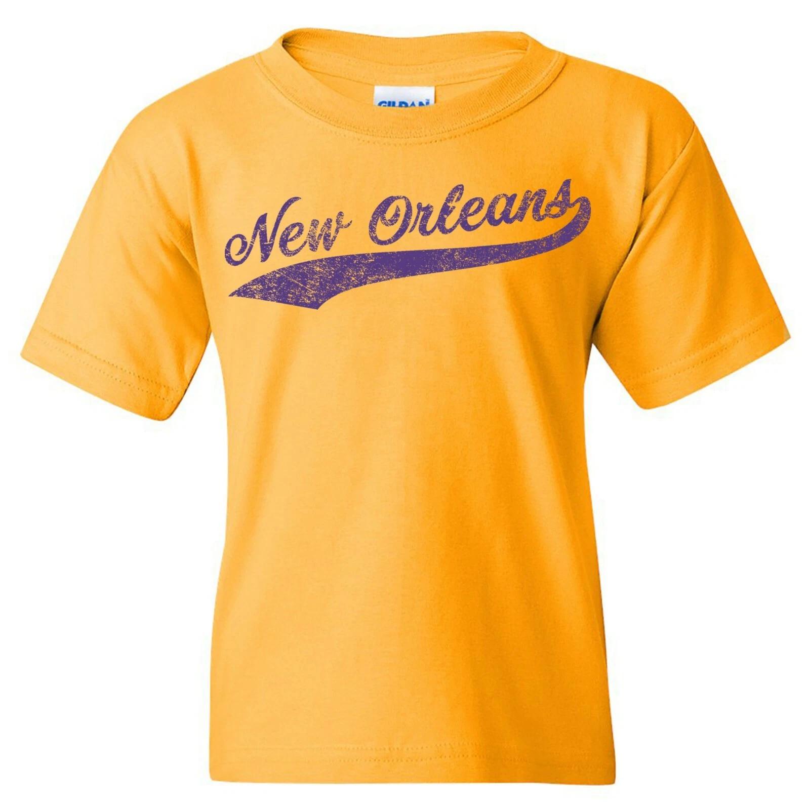 New Orleans Baseball Script- Local Hometown Sports Team Youth T-Shirt - Gold S