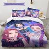 Kpop Dämonenjäger Muster Bettwäsche, Steppbett Set Steppbettbezug Kissenbezug Zuhause Geburtstagsgeschenk (1 Bettbezug + 2 Kissenbezüge, ohne Füllung)