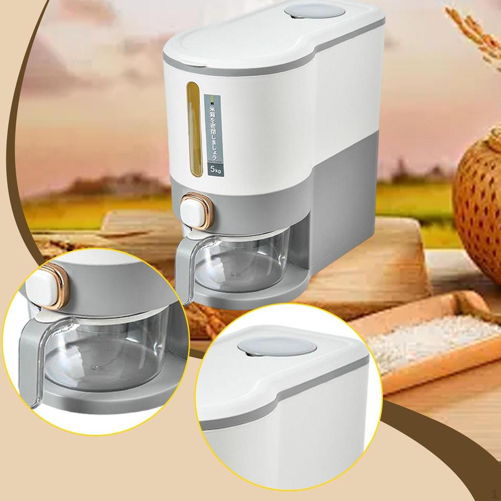 Rice Storage Bin Cereal Container Airtight Lid Food Bucket for Kitchen Countertop