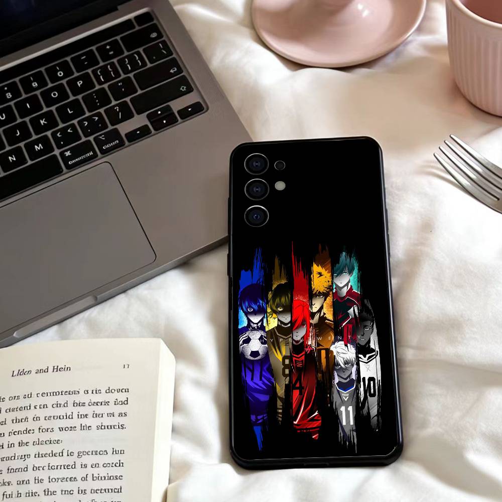 Anime B-Blue L-Lock S Phone Case For Samsung S25,24,23,22,30,21,10,9,Ultra,Plus,Lite,FE,4,5 G Soft Black Case