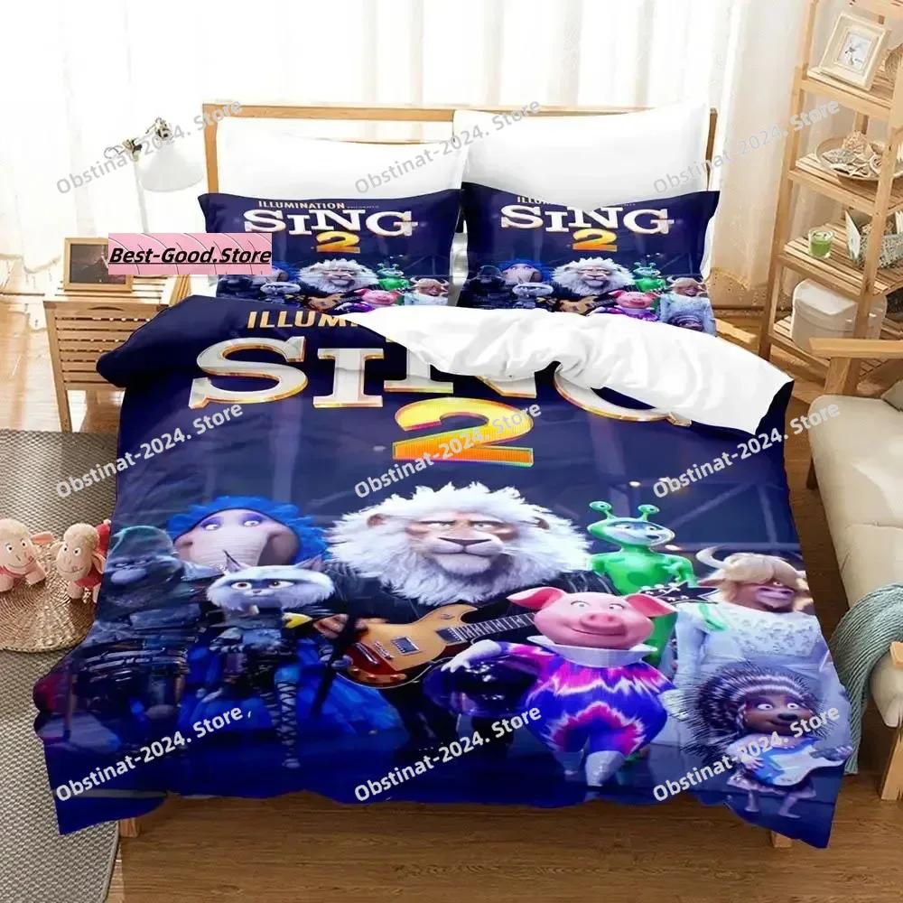 Nuovo Set Biancheria da Letto Sing 2 Singolo Gemello Matrimoniale Queen King Size Set Letto Adulto Bambino Camera da Letto Copripiumino Set Stampa 3D Kawaii Aniem
