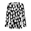 Women's Long Sleeve Casual Pullover Sweatshirt Halloween Ghost Pattern Round Neck Top Lightweight Comfortable Fit