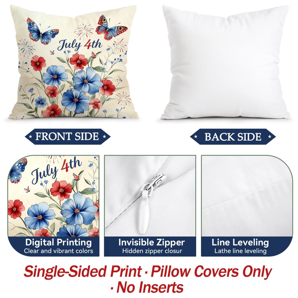 Independence Day Flowers Cushions Pillowcase Polyester Cushion Cover Throw Pillow Pillowcover Home Car Sofa Decor
