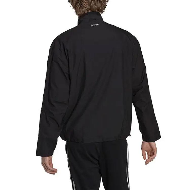 adidas Originals Trefoil Parley TT Şerit Baskılı Logolu Fermuarlı Ceket Erkek Dış Giyim Siyah HN7030