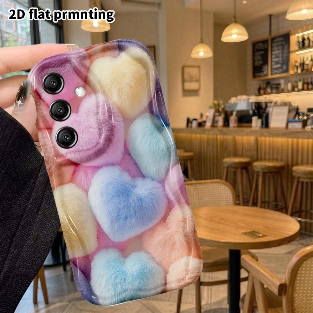 Phone Case: 2D Flat Samsung Galaxy A34 A35 S20 S22 S21 FE Plus Ultra Protective Case, Plush Heart, Christmas Halloween Holiday Gift