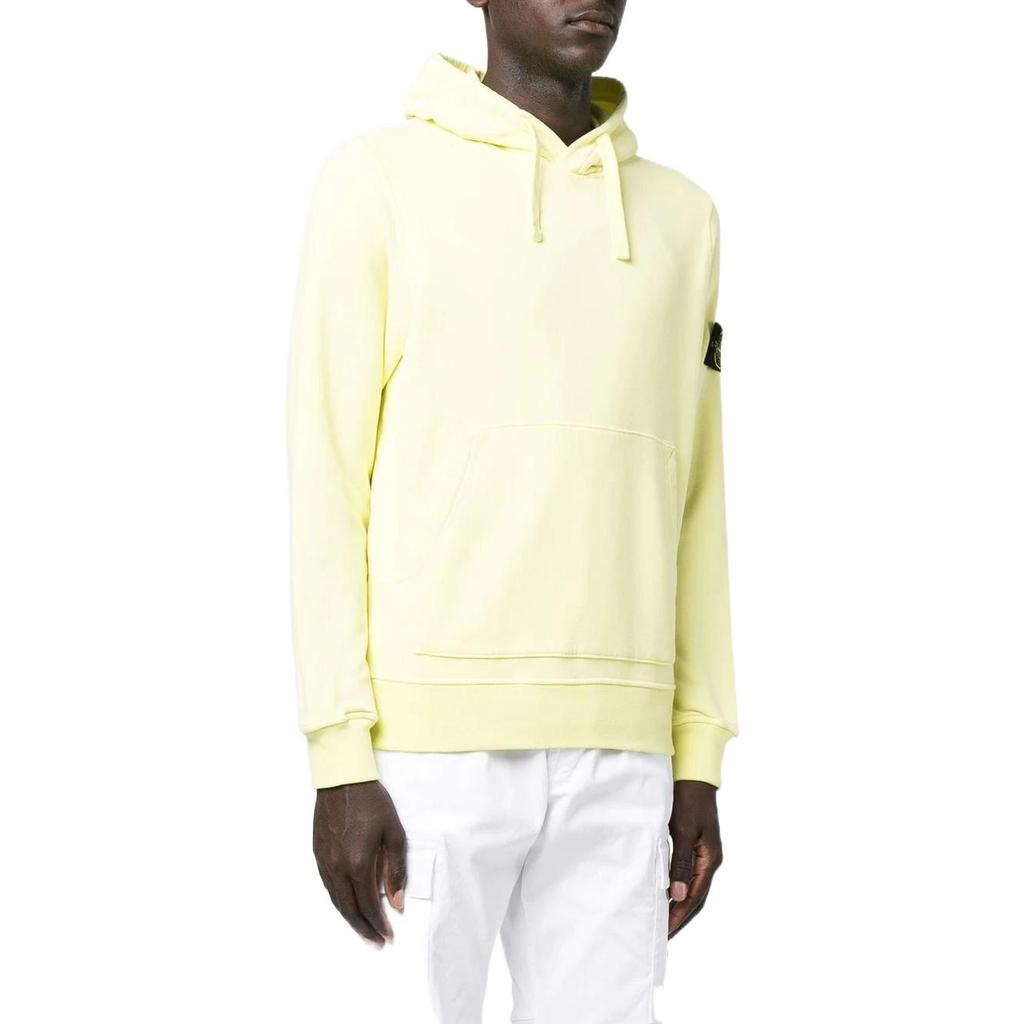 Stone Island Fw22 Solid Color Kangaroo Pocket Logo Pullover Sweatshirt Men sweatshirt Lemon-Yellow 771564120-V0031