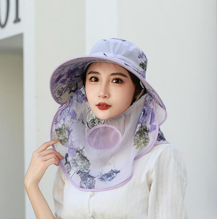 Hat Women'S Summer Thin Outdoor Sun Hat Mouth Mask Anti-Ultraviolet Work Sun Hat Cover Face Tea Picking Sun Hat