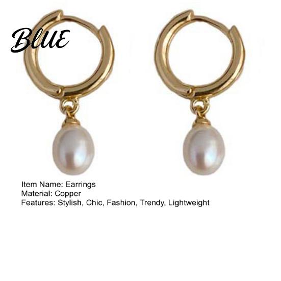 Stylish City Earrings 1 Pair Pearl for Women Small Hoop