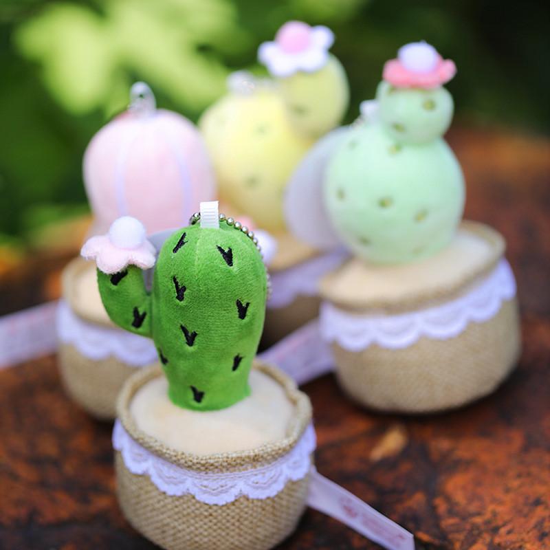 Cute Cactus Potted Plant With Lace Decoration Succulent Plush Pendant Toy