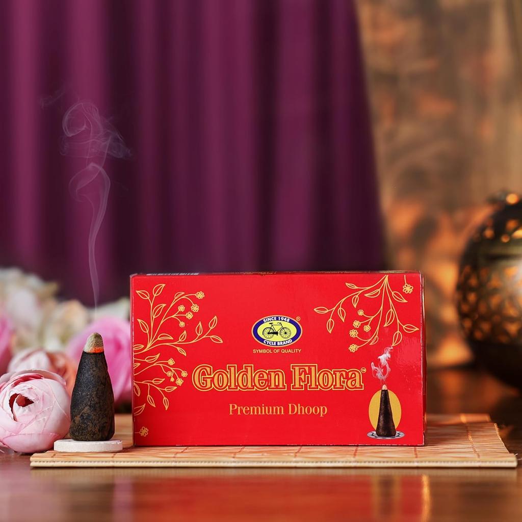 Golden Flora Wet Dhoop Bamboo-Less Soft Incense 120g Pack Long-Lasting Aroma For Festive Use