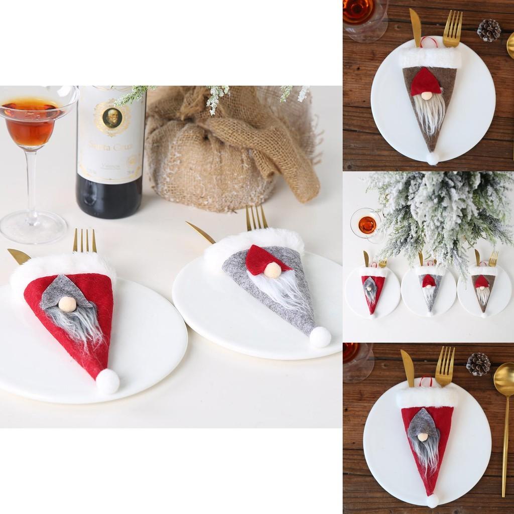 Adorable Christmas Tableware Holder Nordic Santa Fork And Spoon Set For Festive Decor