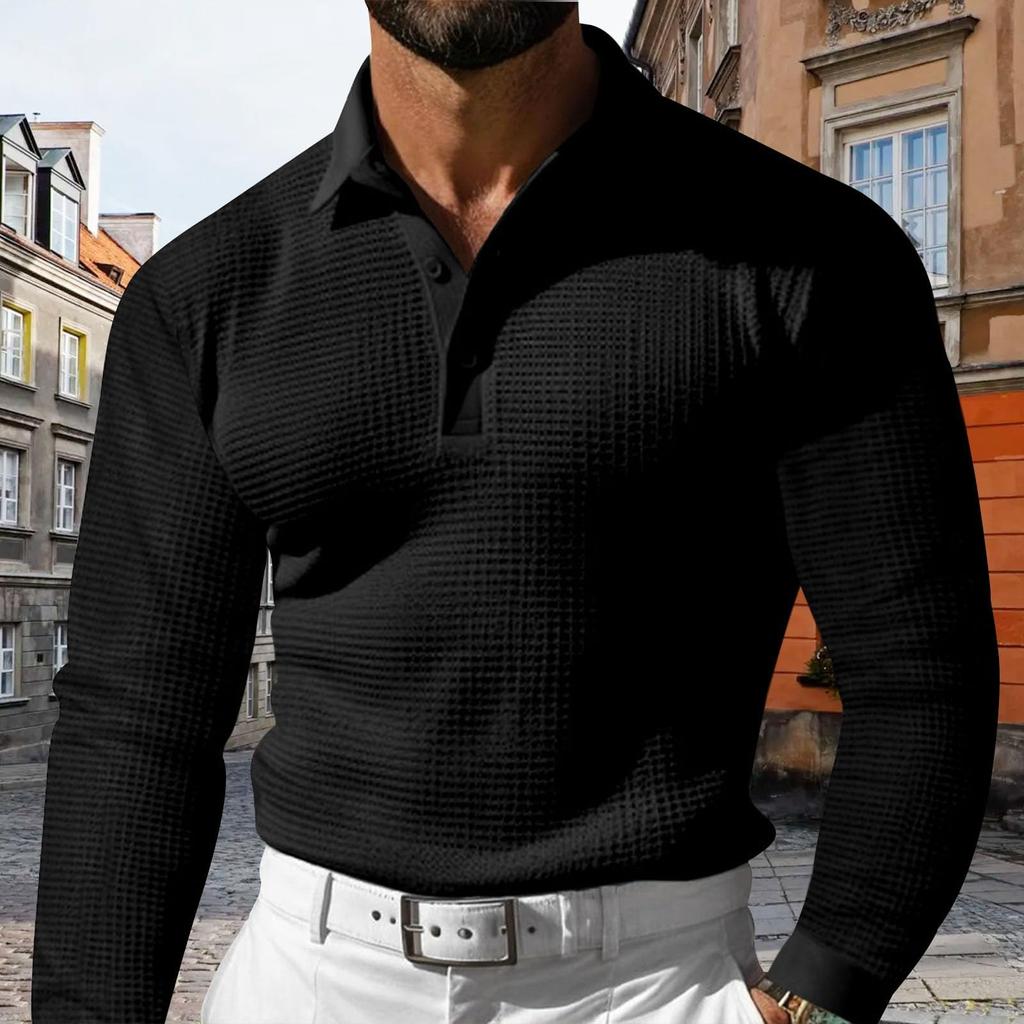 Men's Shirts Buttons Fashion Crewneck  Pullover Long Sleeve Summer Collared Retro Casual Business Blouses
