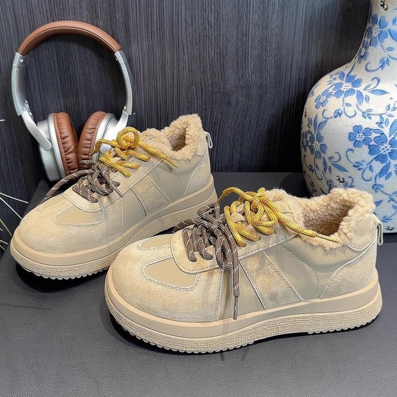Fashion trend versatile velvet thickened warm casual shoes women's 2025 autumn and winter campus new non-slip comfortable cotton shoes