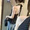 French Chic Black Polka Dot Neck V-Neck Vest Suspender Women's Summer Pure Wearing Short Sleeveless Top