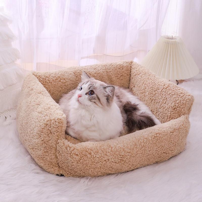 Pet Bed Kittens Puppy Birthday Gift for Dog Detachable Furry Cover for Dog and Cats Warm Bed Nest