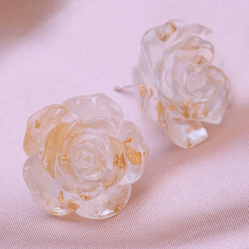 KNIKOO Brincos de flor rosa para mulheres moda flor brincos jewerly para presentes de festa de casamento brincos